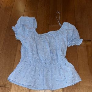 Candies brand light blue, off the shoulder shirt
